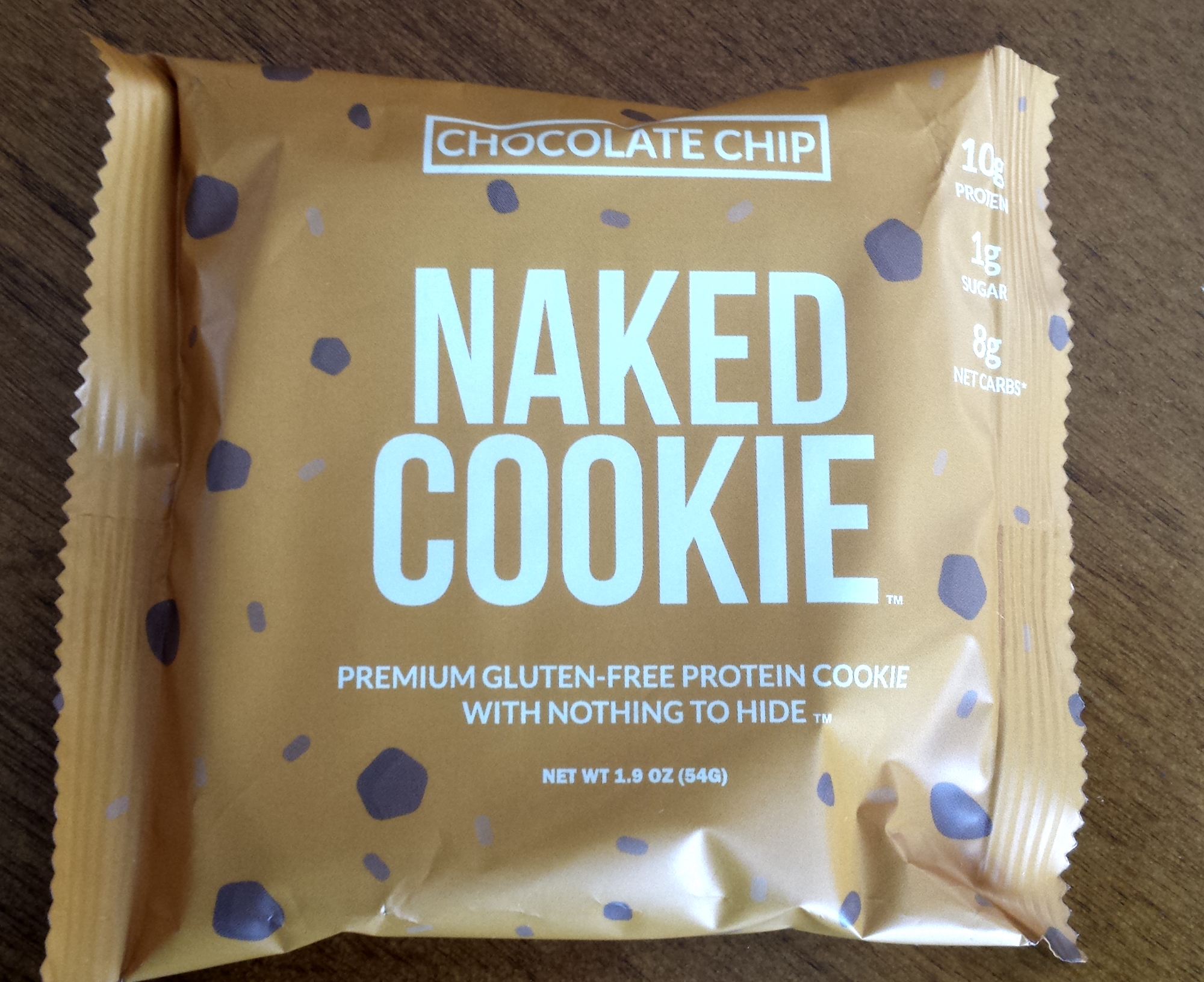 Chocolate chip protein cookie from Naked Nutrition made with almond flour and whey - 10 grams of protein, gluten free