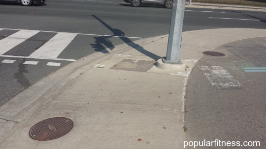 Dangerous intersection on bike path for rollerblading - photo by popular fitness