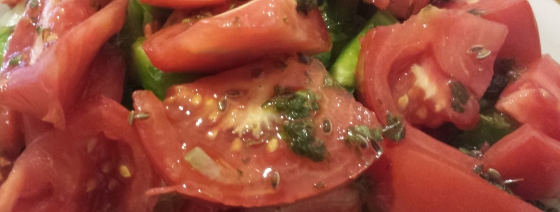 Garden fresh and juicy tomatoes in a salad,. Photo by popular fitness.