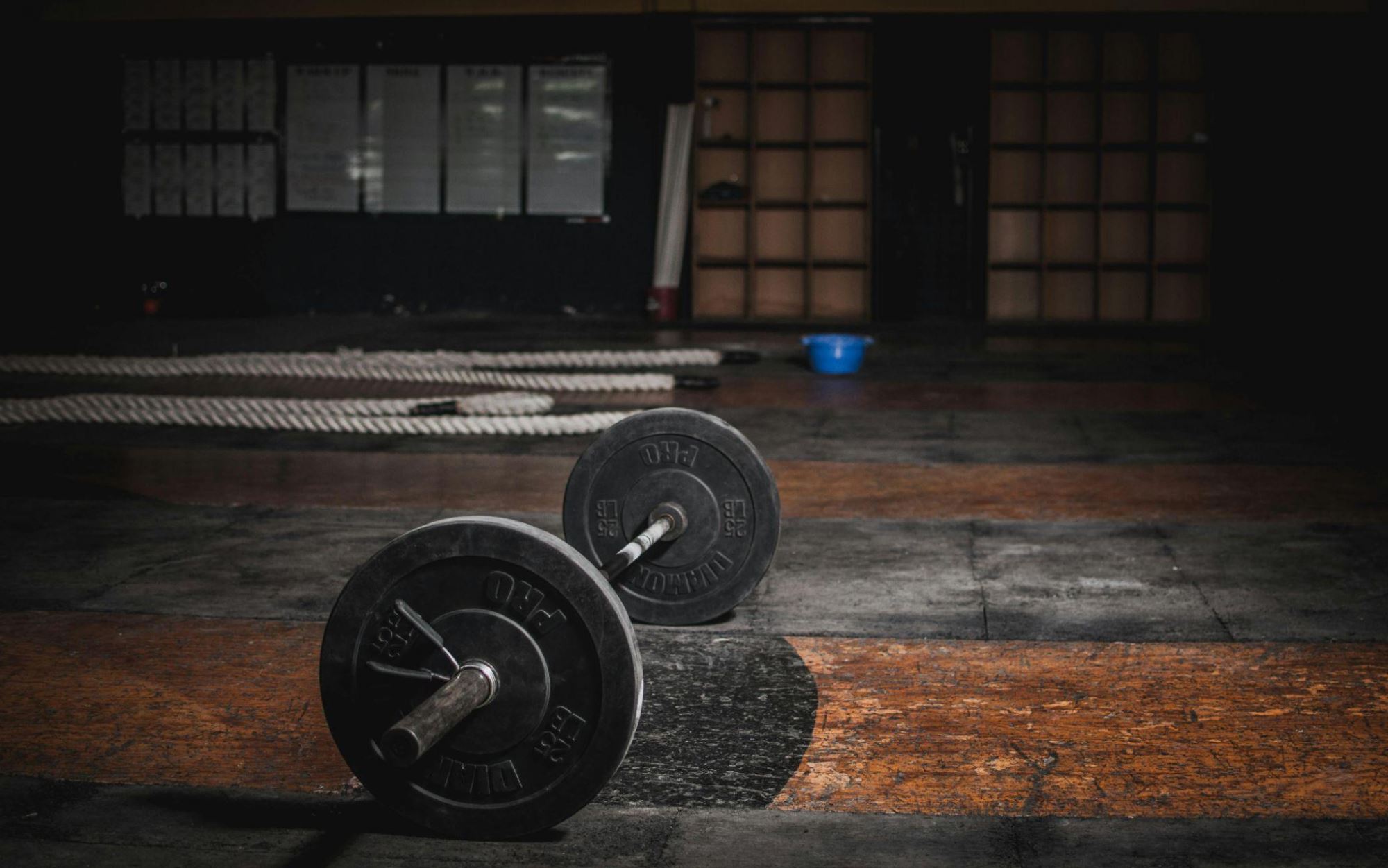 Barbell on gym floor