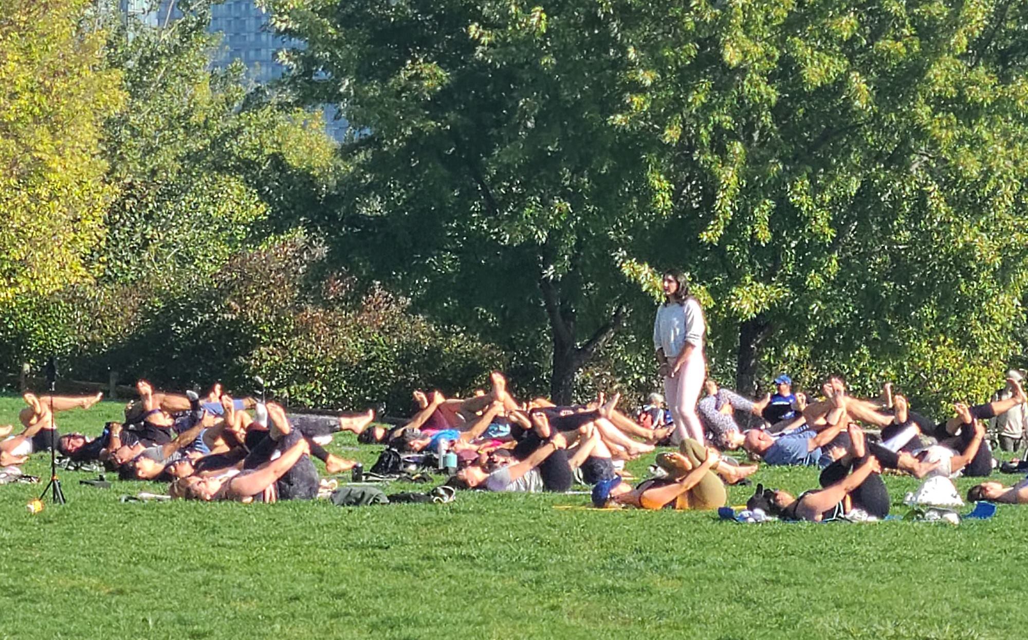 Outdoor group exercise workout