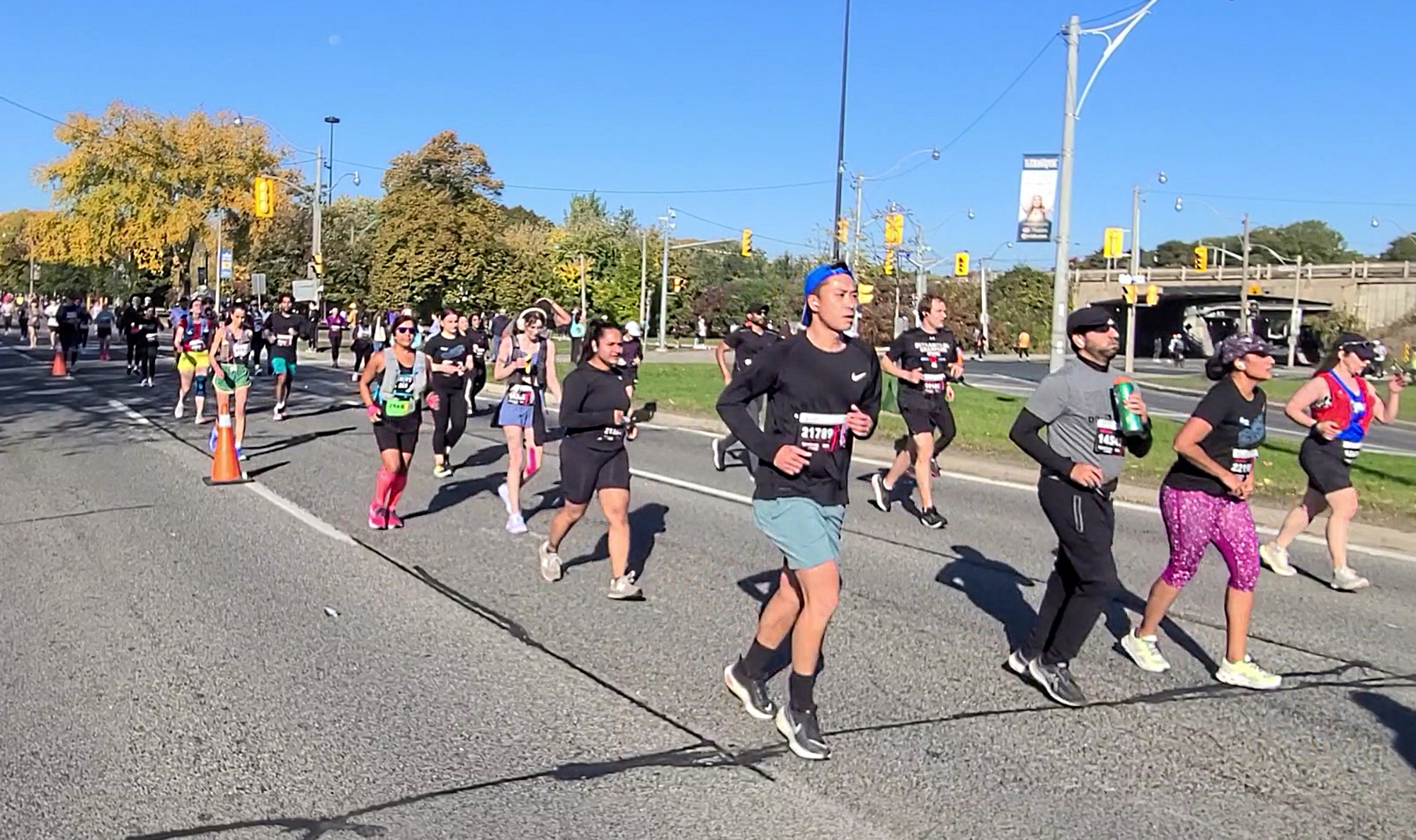 Runners running a marathon in the city.